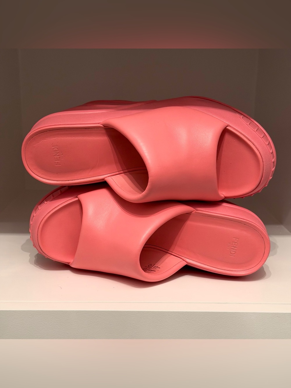 Fendi Bubblegum Platform Wedge Slides - Picture 5 of 8
